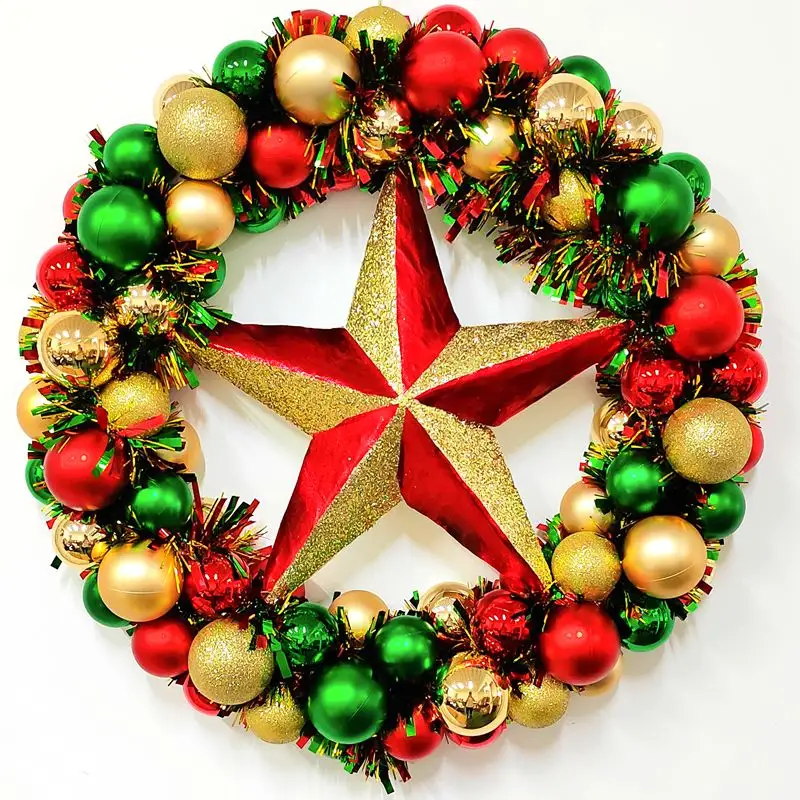 MTY 55cm Christmas Ball Wreath  Ornament Garland Decoration for Christmas  Home Party Decors Xmas Front Door Decorative Hanging