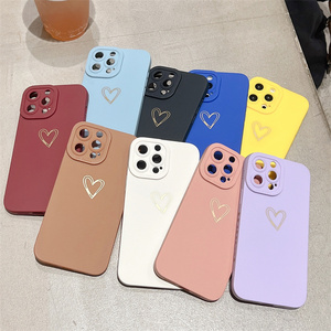 Funda para Teléfono Móvil con Corazón Dorado de Moda INS para <span class=keywords><strong>iPhone</strong></span> 16 Pro Max 15 Plus 14Pro 13 12 11 XS XR 7 Plus, Cubierta Trasera Suave de TPU - Product Image 2