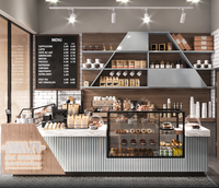 Design d'intérieur de café élégant et minimaliste, armoires de présentation personnalisées pour café, ensemble de meubles, comptoir de bar à café