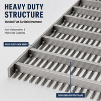 Grilles de drainage piétonnières en acier inoxydable sur mesure à haut débit, idéales pour les solutions de drainage des places urbaines et des parkings