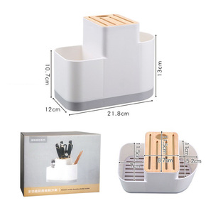 Porte-couteaux Moriya avec support pour baguettes et rangement pour fourchettes, organisateur d'ustensiles de cuisine en plastique, style moderne et minimaliste - Product Image 3