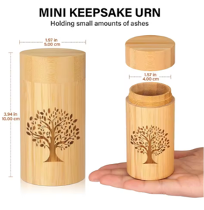 Guci bambu diskon besar dengan pemegang Casket ramah lingkungan pola kustom untuk pemasok liontin pemakaman abu manusia hewan peliharaan - Product Image 5