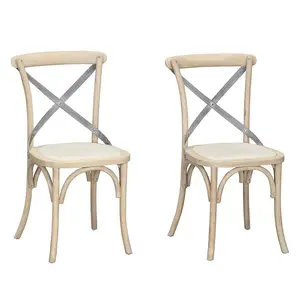 Silla de madera de roble con respaldo cruzado para el comedor, <span class=keywords><strong>mueble</strong></span> de madera curtida tipo Tuscan para el hogar, venta al por mayor - Product Image 1