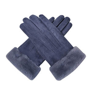 Winter Women Suede <b>Gloves</b> Custom Logo Lady Autumn <b>Warm</b> Thick <b>Glove</b> Velvet and Fur <b>Gloves</b> Outdoor - Product Image 3