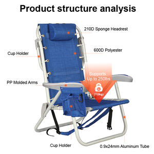كرسي استلقاء قابل للطي من الألومنيوم بتصميم عصري مع مسند للرأس للاسترخاء في الهواء الطلق على شاطئ البحر من كيجي - Product Image 6