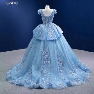 Robes de luxe pour femmes Rsm67470, robe de bal bleue de haute qualité, dentelle brodée, robe de soirée - Product Image 4