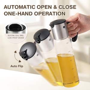 Dispensador de Aceite con Tapa Redonda de PP, Vertedor Medidor, Botella de Vidrio para Condimentos, Frascos para Especias, Botellas de Almacenamiento - Product Image 3