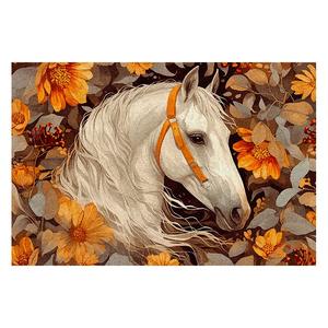 Paillasson rectangulaire en boucle de soie à motif cheval blanc rétro, antidérapant pour intérieur, style design traditionnel - Product Image 2