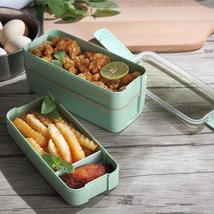 3-In-1 <b>Compartment</b> Wheat Straw Bento <b>Box</b> Reusable Tableware <b>Lunch</b> Containers Meal and Snack Food Containers Portable <b>Lunch</b> <b>Box</b> - Product Image 3