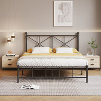 Lit en métal multifonctionnel moderne et simple à double cadre en fer, style chinois contemporain, pour chambre à coucher, location, gîte, appartement – Robuste