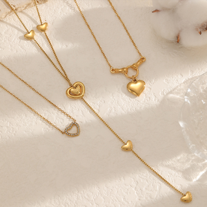 Collana a Forma di Cuore in Acciaio Inossidabile, Design di Nicchia alla Moda per Donne, Lunga Catena per Maglione che Non Sbiadisce - Product Image 1