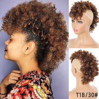 Queue de cheval synthétique afro courte bouclée crépue à clipser, style mohawk, prix d'usine