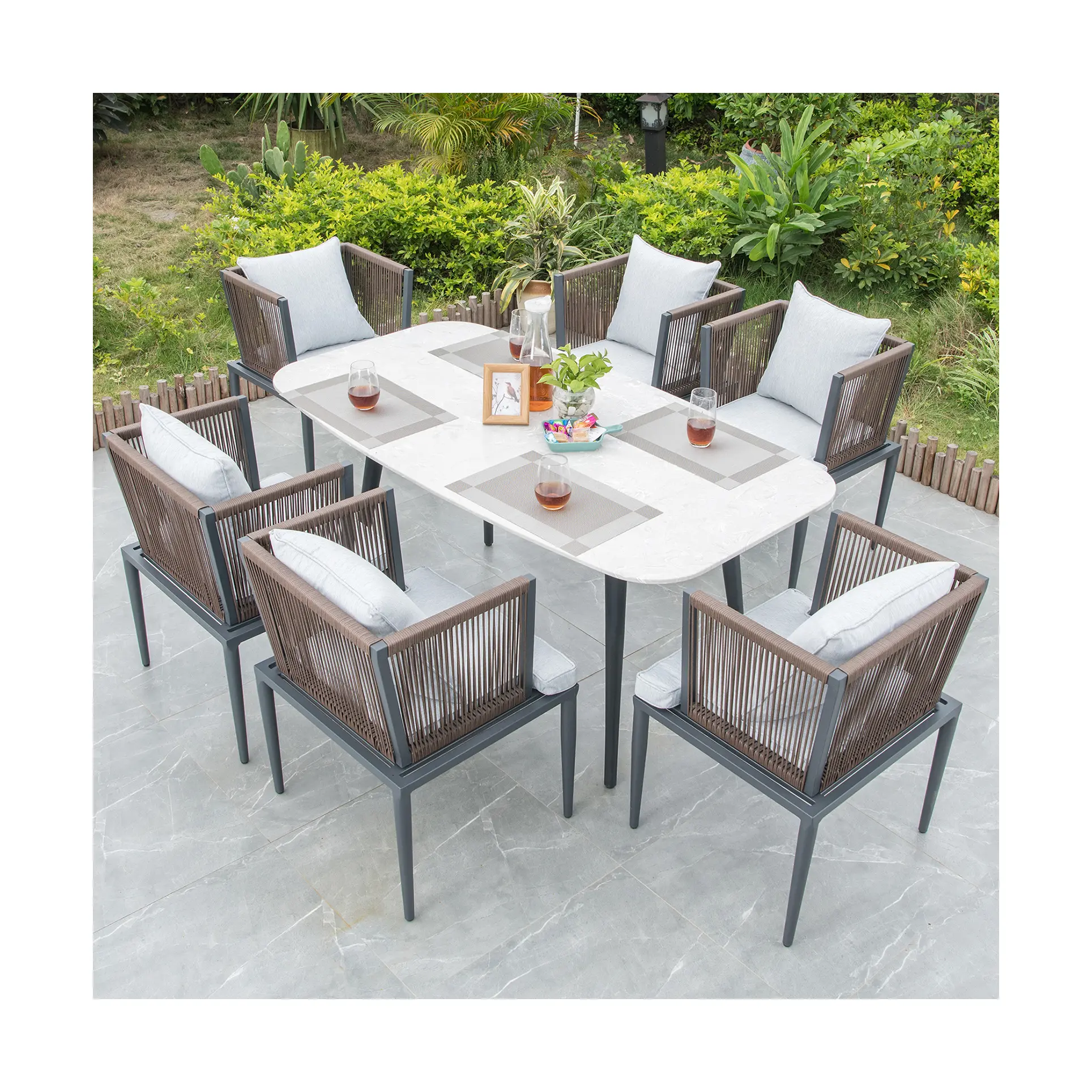 [هوا هونغ] كرسي عشاء بتصميم بسيط وعصري مناسب للحدائق والفناء خارج المنزل كرسي راتان طاولات كراسي عشاء