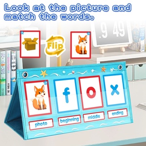 Jeu de lecture et d'orthographe CVC Word Phonics, mots visuels, planche pliable bleue pour les enfants de 3 à 6 ans - Product Image 3