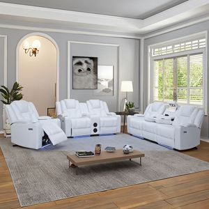 Frank Furniture Electric USB Charging Air Leather Sofa <b>Set</b> <b>Square</b> Recliner for Villa Upholstered with Artificial Leather - Product Image 1