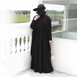 Basic Butterfly Sleeve Closed Abaya <b>Dress</b> Solid Color with Inside Belt <b>for</b> Muslim Ladies Daily Wear 6836# - Product Image 3