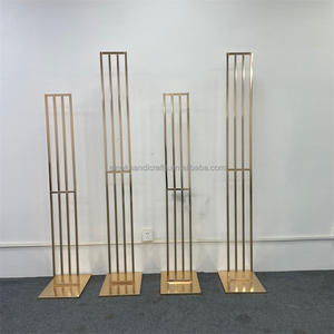 Nuevo 4 unids/set accesorios de boda líneas cuadradas chapadas en oro fondo de plomo de carretera diseño de escenario Pantalla de estante de exhibición geométrica - Product Image 1