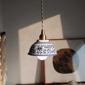 Chinese Blue And White Porcelain Pendant <b>Light</b> <b>Single</b> Head Round Shape Led <b>Light</b> Source For Home Tea Room Living Room Bedroom - Product Image 4
