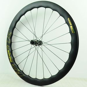 Jeu de roues de <span class=keywords><strong>vélo</strong></span> de <span class=keywords><strong>route</strong></span> et de gravier 700C à double frein à disque, en fibre de carbone, avec jante ondulée, roue libre DT à cliquet planétaire 54T, tirage droit, bande plate - Product Image 3