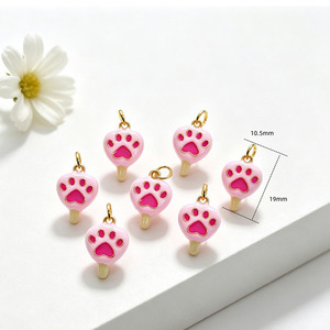 JS2137 Pendentifs Breloques Mignons et Chics d'Été Plaqué Or 18 carats Émail Coloré Motifs Patte <span class=keywords><strong>de</strong></span> Chien, Patte <span class=keywords><strong>de</strong></span> Chat, Sucette, Pastèque, Glace et Crème Glacée - Product Image 5