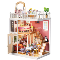 Journal de la petite ville : Scène miniature créative d'appartement à double étage et de cabane chaleureuse
