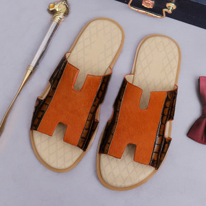 Pantuflas de hombre de cuero genuino, estilo europeo, modernas, cómodas, informales, para uso en exteriores y en casa, novedad de verano. - Product Image 2
