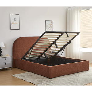 Lit Queen Size de Luxe Moderne Haut de Gamme, Design Simple, Technologie Bois-Tissu, Meuble Tendance pour Chambre Principale avec Rangement - Product Image 2