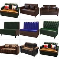 Mobilier de restaurant moderne en cuir et bois en forme de L pour pizzeria, café, salon de thé, club : canapé, banquette, table, chaise