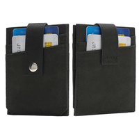 Dompet Kulit Asli Minimalis Lipat Dua dengan Logo Custom, Anti-RFID, Kantong Koin, dan Tempat Kartu Kredit