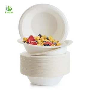 Eco Biodegradable putih 16Oz 20Oz 24Oz mangkuk rotan bulat untuk buah