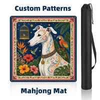 Tapis de Mahjong Géométrique Moderne de Luxe Designer 33 Pouces en Néoprène Doux Portable Antidérapant avec Dos en Caoutchouc pour Boutiques de Cadeaux et Clubs