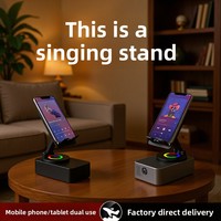Support de charge sans fil 4 en 1, haut-parleur 5W, support pour téléphone et tablette, rotation à 360°, station d'accueil de bureau, commande vocale
