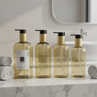 Bouteille de shampooing cylindrique de 250 ml et 300 ml, flacon de gel douche, flacon de lotion avec pompe pulvérisatrice, flacon cosmétique transparent en PET avec impression à l'écran