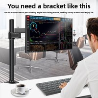 Soporte de Escritorio Metálico Negro de Altura Ajustable y Movimiento Completo para Monitor de PC de 14"-27" Directo de Fábrica en Stock