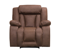 Fauteuil inclinable manuel HOMERS, siège unique surdimensionné, tissu chenille, repose-pieds extensible, structure en bois pour salon