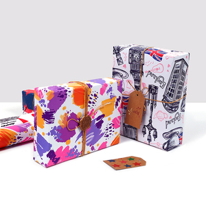 Alta calidad al por mayor 80g cumpleaños juguetón Graffiti papel Kraft tejido regalo lujo embalaje personalizado rollo de papel de regalo - Product Image 5