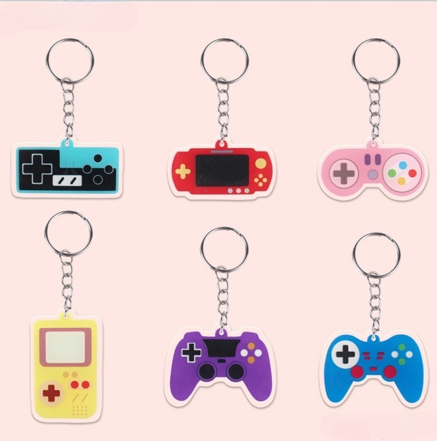 DM Brand New Cartoon Retro Game Console Themed Acrylic UV Printed Carabiner Key Chains Accept Custom 2D/3D Logo Bulk Party