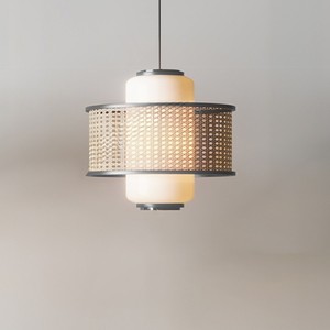 โคมไฟแขวนหวายสไตล์เรโทรทรงกลม E27 LED ผ้าสีดำยืดหยุ่นได้ สำหรับร้านอาหารญี่ปุ่นและเกสต์เฮาส์สไตล์จีน - Product Image 5