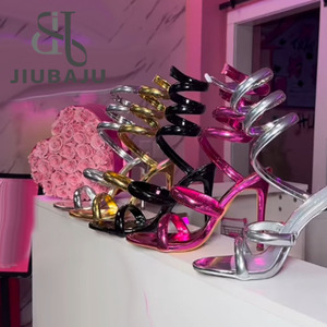 गर्मियों में टखने की पट्टियों की महिला सैंडल खुली पैर की ऊँची एड़ी के जूते - Product Image 1