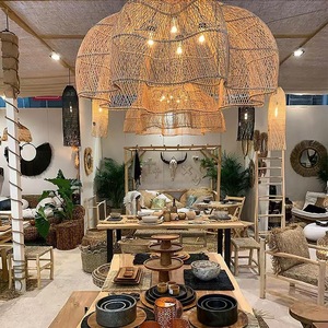 Lustre en rotin <span class=keywords><strong>rustique</strong></span> moderne fait à la main pour bureau à domicile hôtel Restaurant salon salons de thé séjours chez l'habitant avec interrupteur de commande - Product Image 3