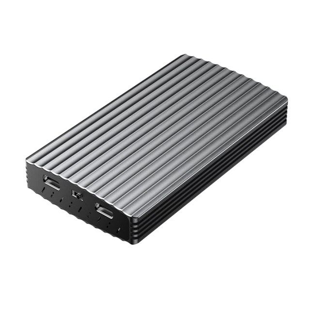 M.2 Dual Bay SSD Enclosure Aluminum External NVMe SATA Case Anti Disassembly M24