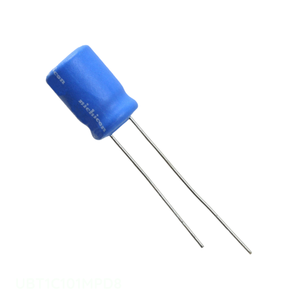 Condensador de canal del fabricante 100 uF CAP ALUM 100UF 20% 16V RADIAL TH UBT1C101MPD8 de montaje a través de orificio - Product Image 1
