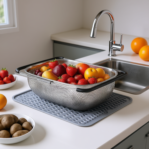 Kitchen Professional Vegetable Sieve Deluxe Large Stainless Steel <b>Colander</b> Sink <b>Strainer</b> Fruit Drainer Kitchen Tool - Product Image 3