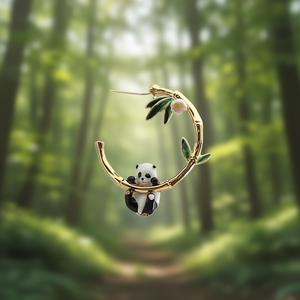 Pendientes de oro E2793 con forma de panda para mujer, lindos pendientes de aleación de zinc con forma de animal, joyería de moda para uso diario, regalo, accesorio para perforación de oreja. - Product Image 2