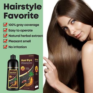 Nuovo Shampoo per tinture per capelli dorato 3-IN-1 copertura 100% <span class=keywords><strong>semipermanente</strong></span> <span class=keywords><strong>marrone</strong></span> biondo naturale 500ml 10-15 minuti per tutti i capelli uso domestico - Product Image 6