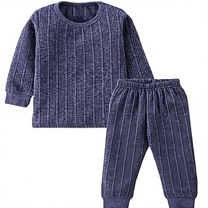 Conjunto Deportivo de Algodón para Bebés Niños, Cuello Redondo, Manga Larga, Color Sólido, Ropa Casual de Invierno, Pantalones Largos, Corte Regular - Product Image 1