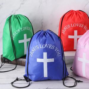 Sac à cordon unisexe en polyester imperméable avec logo personnalisé pour le sport, la gym, sac à dos pliable avec cordon de transport, cadeaux promotionnels - Product Image 4