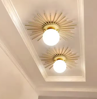 Zèle Éclairage Vente Chaude En Forme De Soleil Led Lustre pour Salon Or Verre Pendentif Lumière