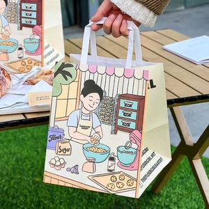 Sacs en papier kraft biodégradables et recyclables écologiques en gros pour boulangerie, desserts à emporter, emballage personnalisé avec logo - Product Image 5