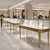 Vitrine à bijoux en verre biseauté rectangulaire avec éclairage LED, écologique, couleur personnalisable pour les magasins de détail de luxe, vente en gros